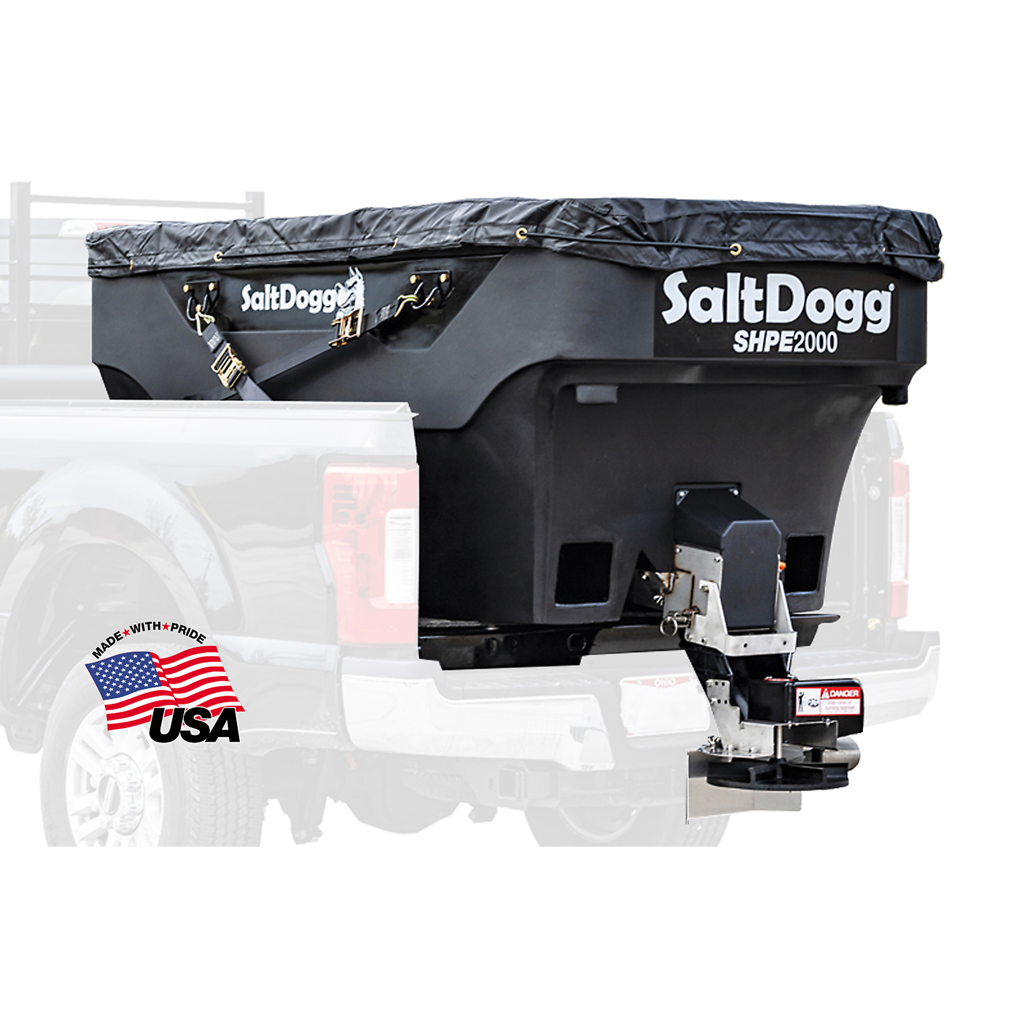 Buyers Products SaltDogg, Commercial Truck Bed Broadcast Rock Salt Spreader w/ Remote, Max. Spread Width 30 ft, Model# SHPE2000